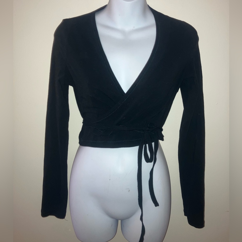 Long Sleeve Wrap Crop Top